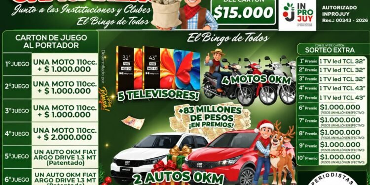 El Círculo de Periodistas Deportivos de Jujuy vende el Mini Bingo del Chacarero para sostener su sede